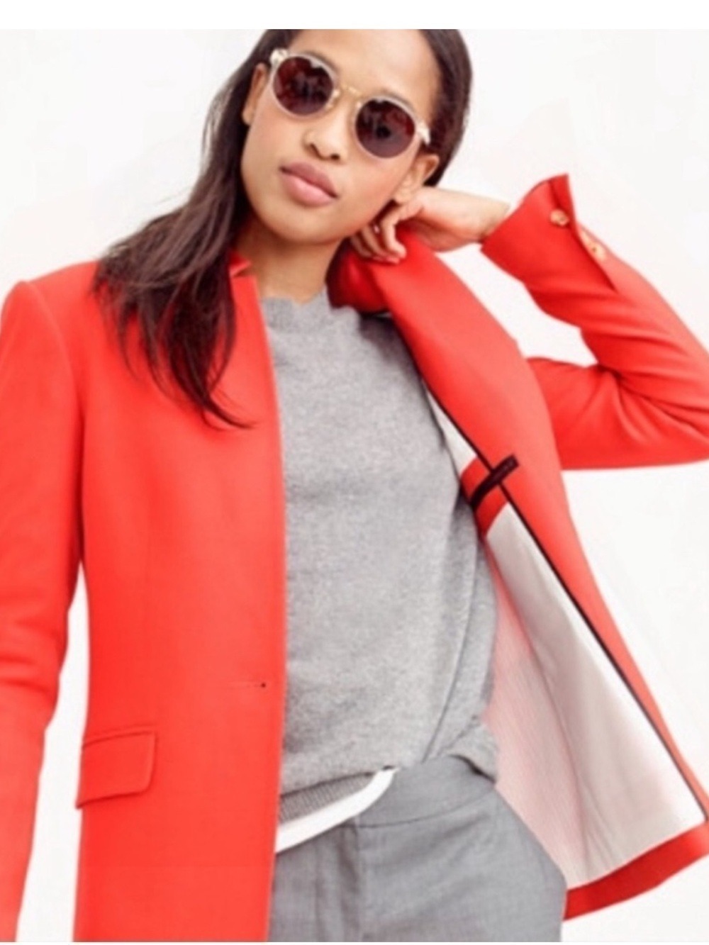 J. CREW Regent wool blazer fully lined single button closure orange red size 6